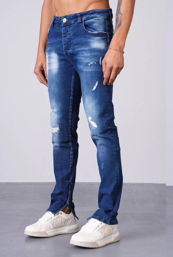 Jeans met rits - Middernachtblauw