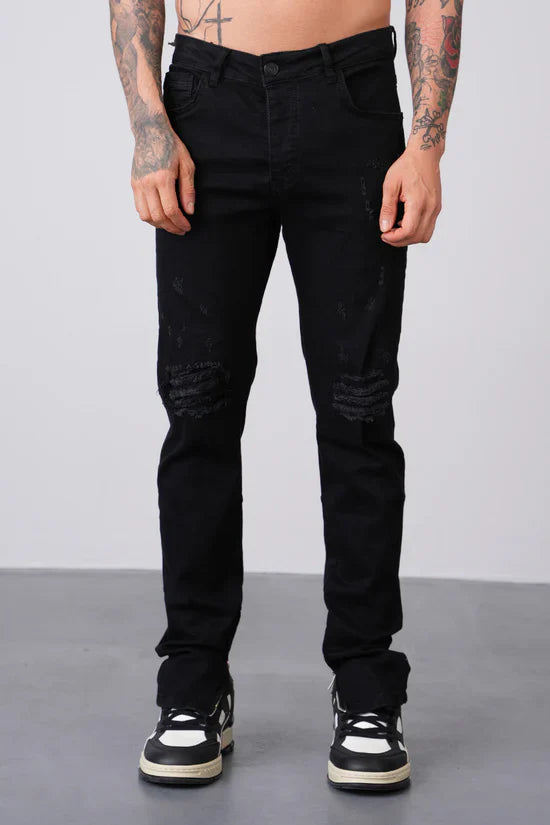 Jeans met rits - zwart 